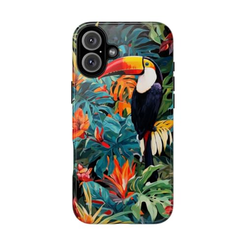 Coque iPhone 16 Plus toucan vert pour éviter les rayures du quotidien