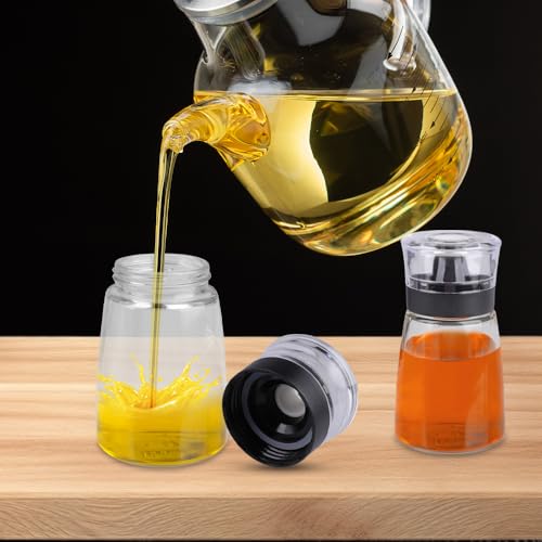 imposyu 2 Stück Essig Öl Flaschen Ölflaschen zum Befüllen 160ml Auslaufsichere Glas-Olivenöl Oil Dispenser für Öl Essig Olivenöl Ölspray zum Kochen Gewürze