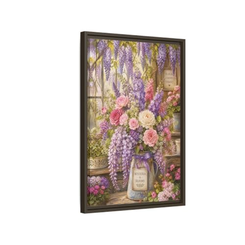 Tableau Floral Violet Jardin Toile Encadrée 40x60 cm pour Décoration Salon