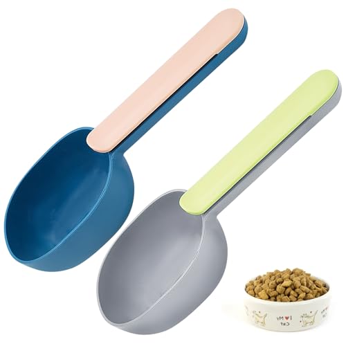 Cisolen Pack of 2 Dog Food Scoop with Clip for Pets
