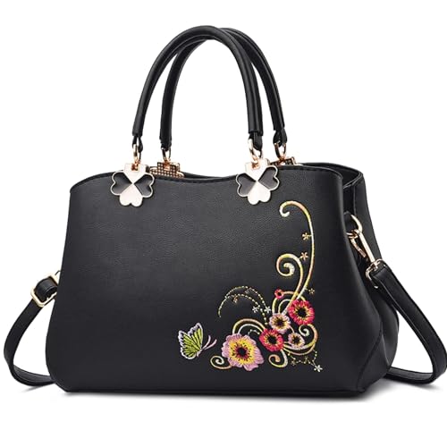 Sac à main broderie noir VARLIVOO élégant pour femmes