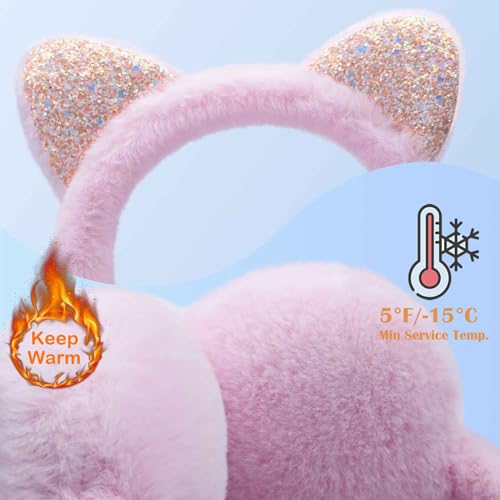 Winter Earmuffs for Kids Girl Plush Ear Warmers,Foldable Unicorn Earmuffs for Girls Kids Women Warm Outdoor Ear Covers2