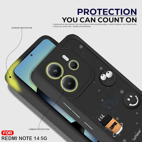 Image of AESTMO Back Case Cover for Redmi Note 14 5G Cover | Cute Fun Cartoon 3D Ball | Coffee Silicone Case | Full Body Protection | Camera Protection Back Cover for Redmi Note 14 5G (Black)