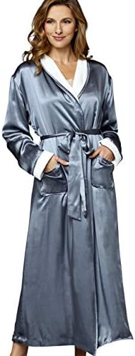 Julianna Rae 100% Silk, Spa Robe for Women, Il Cieli or Heavenly Collection (L/XL, Shale Grey)