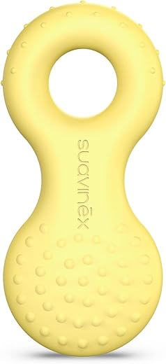 SUAVINEX Mordedor de Goma para Bebés, 0 Meses. Mordedor para la Dentición. Anillo de Dentición de Goma, Amarillo
