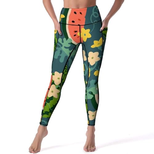 Legging femmes fleur de melon d'eau taille haute pantalon sport fitness S