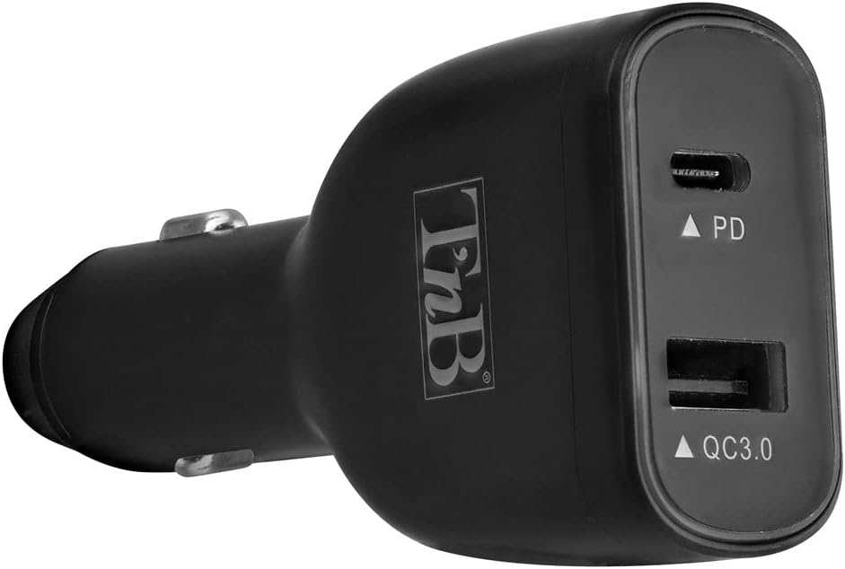 T'nB Ładowarka samochodowa High Power 2 USB 83 W Max (USB QC3.0 – 18 W + USB-C PD2.0 – 65 W) – czarna