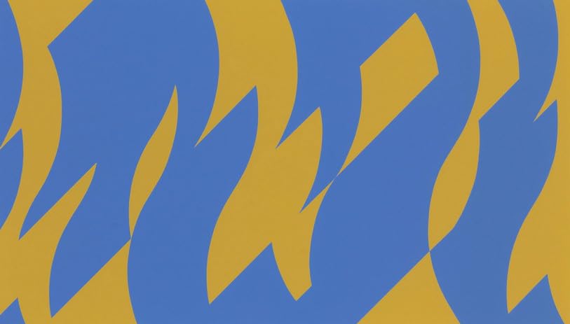 Toile Bridget Riley affiche abstrait image décoration intérieure bleu jaune 100x50