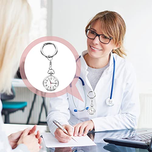 STOBOK Keychain Relógio de Bolso Pingente de Relógio de Bolso de Aço Inoxidável Com Chaveiro Enferme