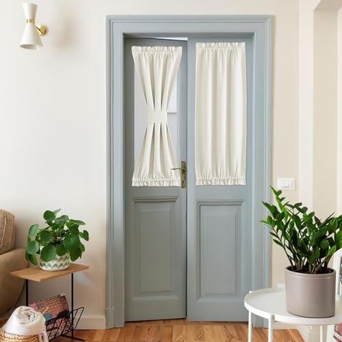 NICETOWN Sidelight Window Curtains - Privacy Thermal Insulated Curtain with Tieback for Glass/Front/Sliding/Patio Door, 25 x 50 Inch, Natural, 1 Panel by NICETOWN - Used condition - CA$16.49