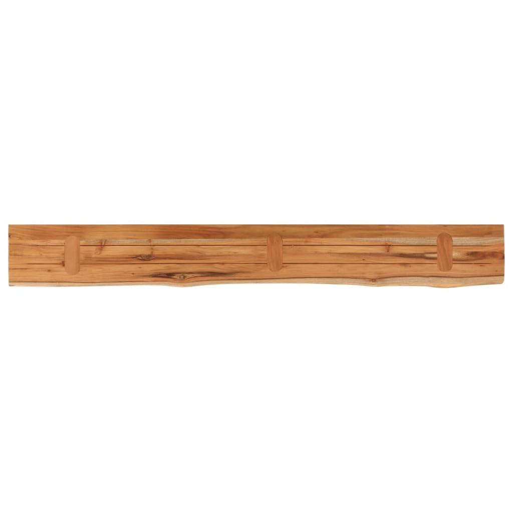 Hothingwell - Estantería de pared rectangular de acacia maciza con borde surtido, estante flotante de madera natural para salón, oficina o dormitorio, almacenamiento decorativo para libros