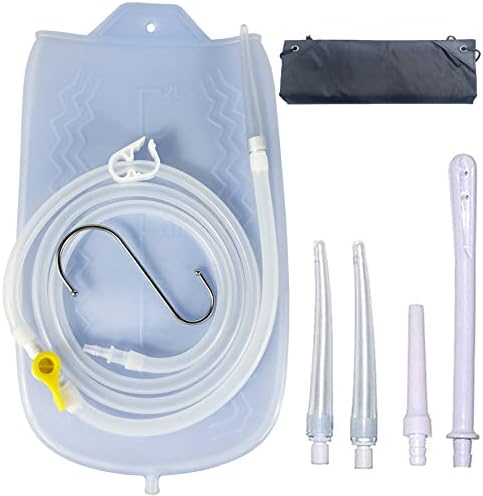 KYZETJD Silicone Enema Kit 2 L Enema Bag 6.3ft. Long Silicone Hose 3 Multi-Size Reusable Tips Controlled Water Flow for Colon Detox Cleanse Enemas