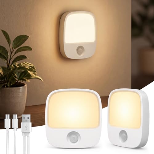 EZVALO Rechargeable Motion Sensor Night Lights 2 Pack Magnetic Stick-On LED Lights with 3 Color Temperatures Adjustable & Memory Cordless Night Light for Closet Bedroom Hallway Stairs Bathroom