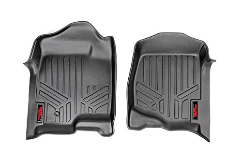Rough Country All Weather Front Floor Mats for Chevy Silverado & GMC Sierra 1500/2500HD/3500HD (2007-2013) - Non-Slip Waterproof Flexible Floor Armor