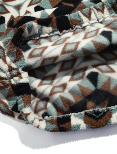 Image of ZAFUL Men 1 /4 Zipper Ethnic Aztec Fleece Unisex Winter Sweatshirt Tops 2026 | Funnel Neck Fluffy Polar Fleece Faux Sherpa Soft Thermal Pullover Kangaroo Pocket Jacket Hoodie Tops