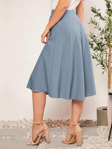 Solid Skirt Basic Women's Summer Casual Vinage Skirt2