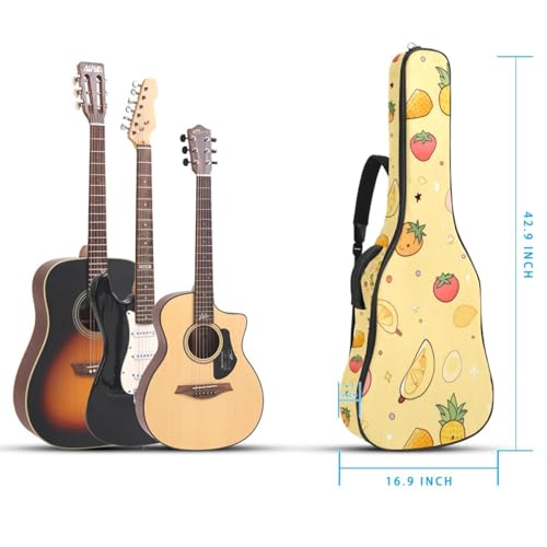 Housse de transport guitare acoustique imperméable 40 pouces multipoche jaune