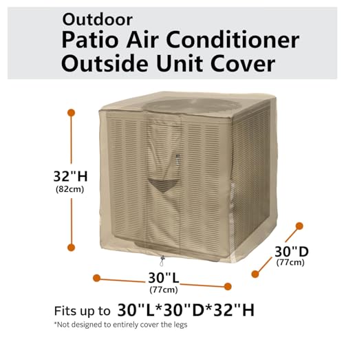 Flexiyard Air Conditioner Covers for Outside Units - 30 x 30 Inch Outdoor Central AC Cover with Waterproof 600D Durable Canvas, Square Universal Patio Furniture Cover (30\"L x 30\"W x 32\"H) - Thumbnail 2
