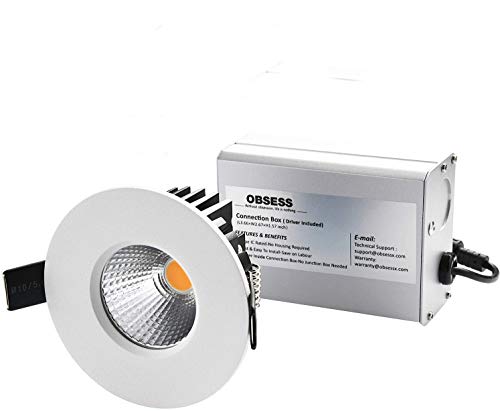OBSESS 3 Inch LED Recessed Ceiling Light with Junction Box Dimmable LED Downlight Shower Lights Gimbal Trim 4000K Neutral White 8W 600LM Brightness IP65 Waterproof