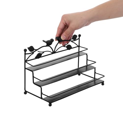 Estante de alambre de metal negro con 3 niveles organizador de encimera 5