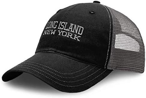 Baseball Cap New York Long Island State USA Embroidery Cotton Soft Mesh Cap Snapback Black Charcoal Design Only