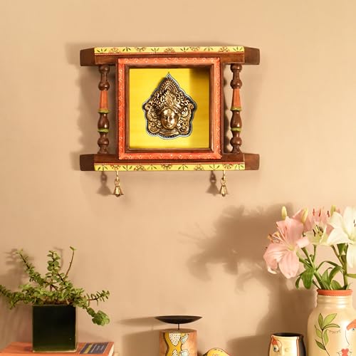 Image of Parameshwar Wall decor frame with divine Vishnu Majestically set on a beautiful frame | Handcrafted Wall Art for Home Decor & Office Spaces