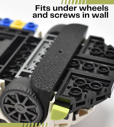 Image of Collectible Car Display Wall Mount | Low Profile Design Compatible with Lego Car Models | Display Cars by Wheels on Wall | Made in USA (Black 10-Pack)