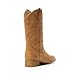 DREAM PAIRS Women's Cowboy Boots Mid Calf Cowgirl Boots Embroidery Stitched Square Toe Western Boots TAN Size 8 SDMB2220W