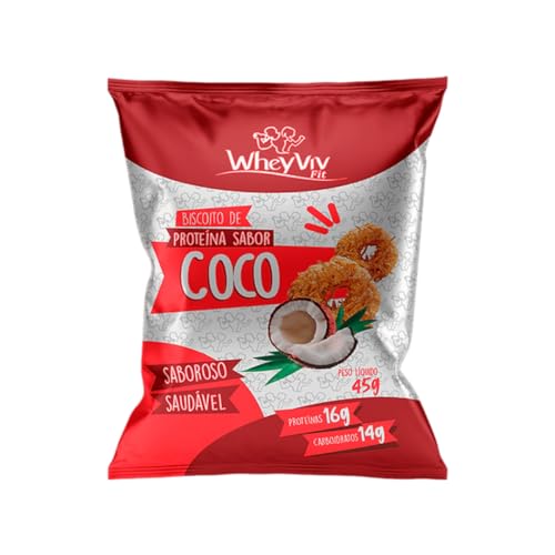 Kit 20 Biscoitos WheyViv 4 Sabores - Coco, Cookies, Banana e Gergelim