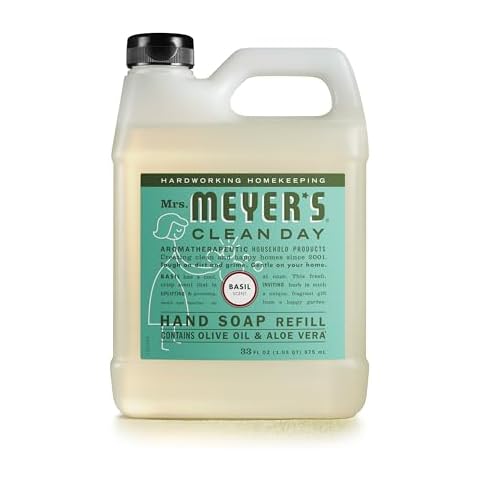 MRS. MEYER'S CLEAN DAY Hand Soap Refill, Made with Essential Oils, Biodegradable Formula, Basil, 33 fl. oz Cover