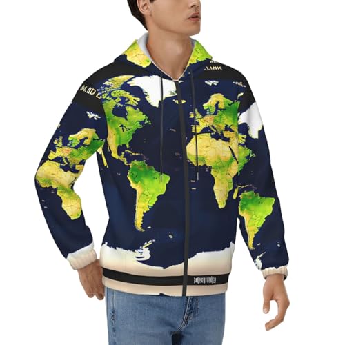 Sweat à capuche homme motif carte du monde idéal pour vos voyages et loisirs