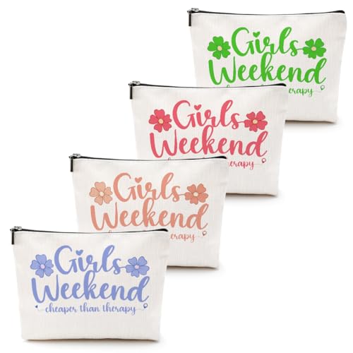 CQM 4 Pcs Girls Weekend Gifts Girls Trip Makeup Bag Girl Trip Gifts Favors