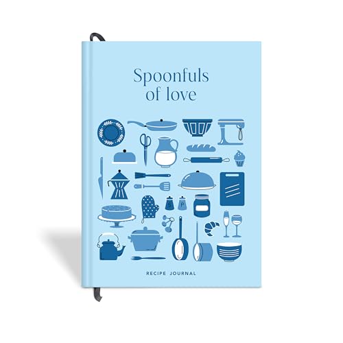 Image of 7mm Recipe Journal | Spoonfuls of Love | Make your own Recipe and Cook Book | Kitchen Essential | A5 Size | 4 Sticker sheets | Hardbound and Laminated |14.8 X 21 cms | Blue | Write and keep your own recipes across 192 pages of 120 GSM paper, with 4 sticker sheets and dividers per course.
