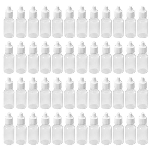 ZhongYeYuanDianZiKeJi Paquete de 10 Botes de Plástico Blanco Translúcido Vacias Botellas Cuentagotas para líquido de Ojos Botes (10ML-50 Piezas)