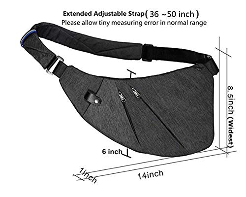 Wishliker Crossbody Sling Bag Schoudertas, anti-diefstal, borstzak, multi-pocket-rugzak voor heren en dames - Image 3