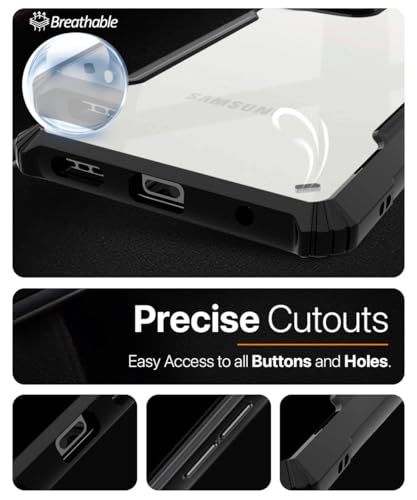 Image of WOW IMAGINE Shock Proof Clear Protective Back Case for Samsung Galaxy S25 Ultra 5G - AirEDGE Technology | 360 Degree Camera Protection | Transparent Hybrid Back Case Mobile Cover - Black