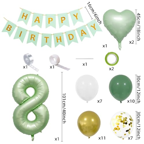 Guirlande de 8e anniversaire vert olive et accessoires chics