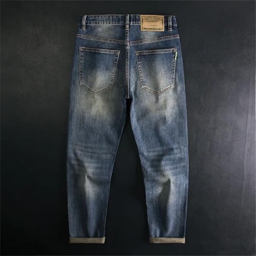 Men's Classic Retro Jeans Stretch Slim Fit Small Straight Tube Casual Versatile Pants3