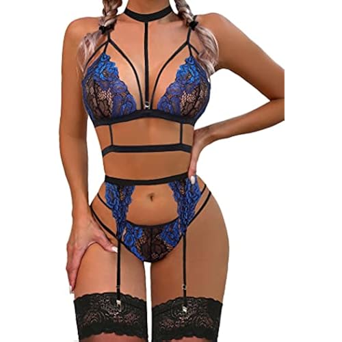 Avidlove Lingerie Sets For Women Lace Bra And Panty With Garter & Choker