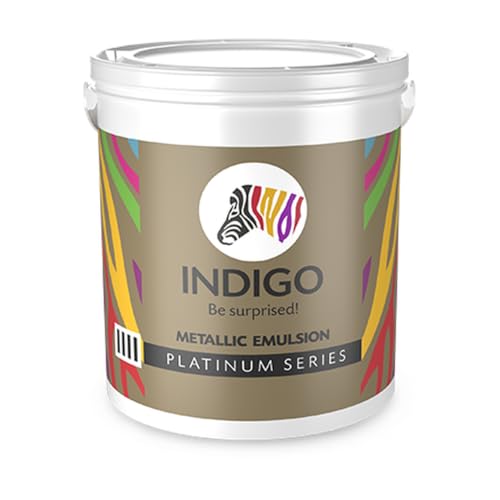 Image of Indigo Metallic Emulsion Platinum Series - Sparkling Metallic Texture Wall Paint | Water-Based | Anti-Fungal & Algae Resistant | Interior & Exterior Use | 1 L 24k Gold