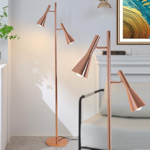 Asmymhd Modern Floor Lamp with 2 Adjustable Head Tall Pole