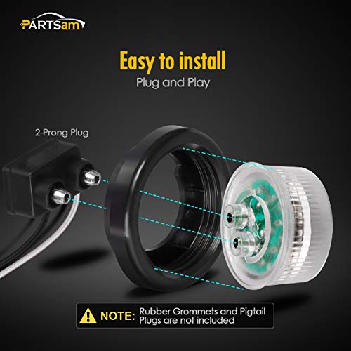 Partsam 12Pcs 2" Round Trailer Led Side Marker And Clearance Lights 9 Diodes With Reflectors Clear Lens Sealed Faceted 2 Inch Round Led Trailer Truck Led Marker Light Lamps Waterproof (6Amber + 6Red) #TOP4