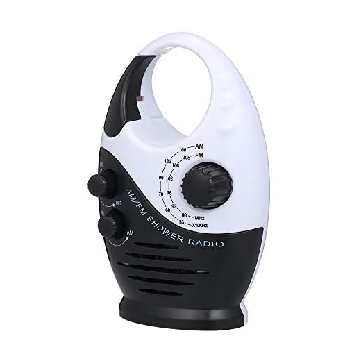 Docooler AM/FM Mini Shower Radio Bathroom Swimming Pool Waterproof Radio Music Radio Built-in Speaker Adjustable Volume Battery Powered(Not Included)