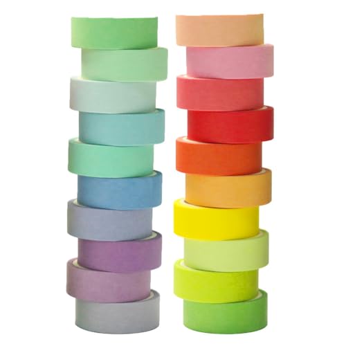Maartla 20 Rolls Washi Tape Set, Rainbow Washi Tape Colorful Masking Tape 15mm Wide, Decorative Tape
