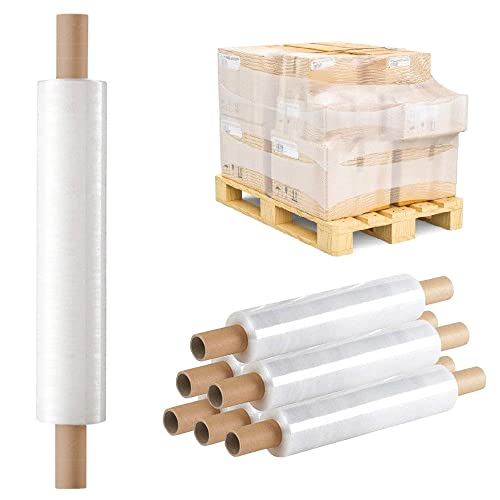 Venuscello® Pallet Stretch Shrink Cling Film 400mm x 250m 30mu, 1.2 kg Clear Extended Core Wrap Rolls for Moving, Secure Packaging, Wrap Parcel for Secure Shipping