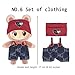 ebuddy 6 Sets 17cm Plush Dolls Clothes - Dress Up Doll Clothing Set Replacement Outfit Collection with Hats & Accessories (No Doll No Glasses)