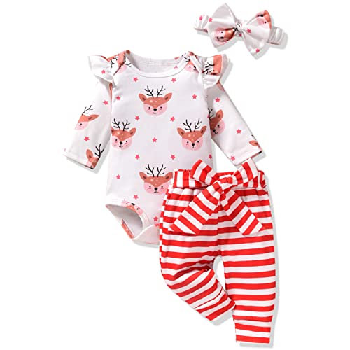 Image of Aalizzwell Preemie Newborn Infant Baby Girls Clothes Ribbed Romper Bodysuit Pants Set Fall Winter Outfits