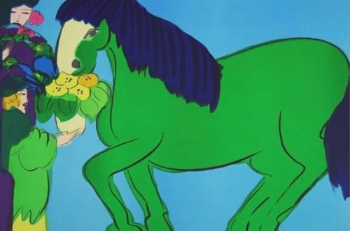 Peinture Walasse Ting pour salon design avec l'affiche Dames Et Cheval Vert