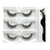 Angzhili 3つのペア自己粘着性つけまつげ 再利用可能 接着剤フリー アイラッシュ ナチュラル ふわふわつけまつげ ウィスピー エクステまつげセット 化粧 濃いまつげ ソフトなまつ毛 カーラーが付き クリスマスプレゼント (D)