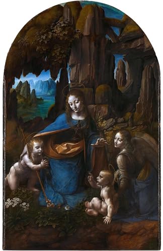 Reproducción de lienzo Vergine delle Rocce de Da Vinci pintura clásica para cuadro salón 60x90cm